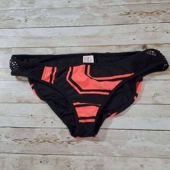 Seafolly Trackside Mesh Detail Bikini Bottoms Size 14 USA 10 - Picture 3 of 6